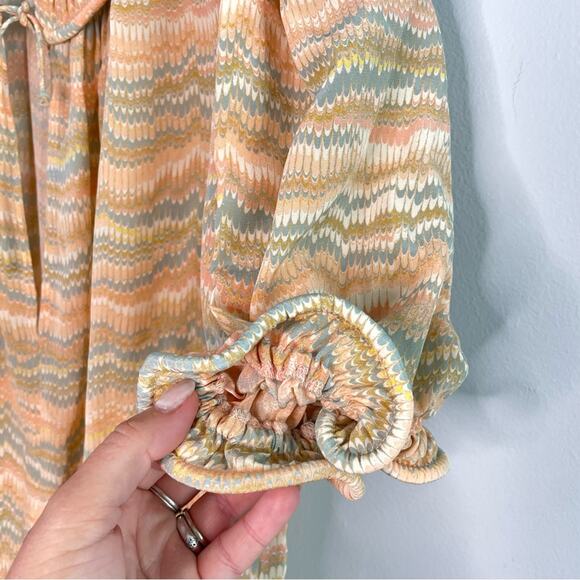 Ulla Johnson | Women’s Corine Top 100% Silk Blouse Tie Neck Crepe Ruffle Trim 4 - Picture 6 of 10